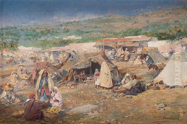 Asentamiento Arabe Oil Painting by Jose Benlliure Y Gil