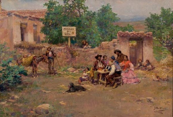 Posada Del Sol Oil Painting by Jose Benlliure Y Gil