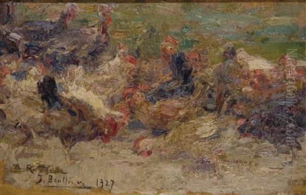 Gallinas Oil Painting by Jose Benlliure Y Gil