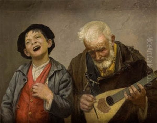 Cantores Ambulantes Oil Painting by Jose Benlliure Y Gil