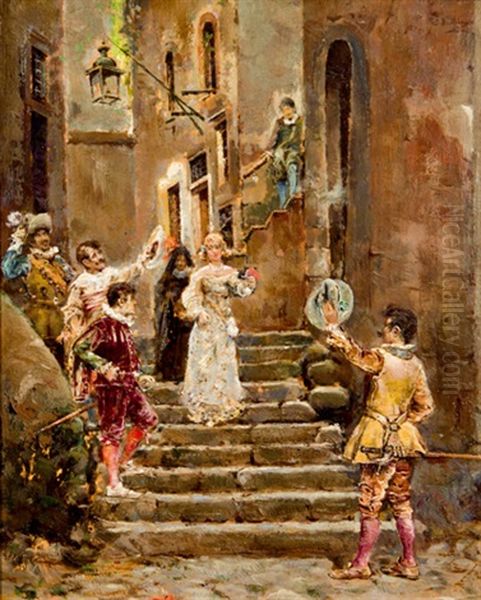 La Salida De La Novia Oil Painting by Jose Benlliure Y Gil