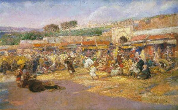 Luchadores En El Norte De Africa Oil Painting by Jose Benlliure Y Gil