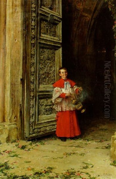 The Altar Boy Oil Painting by Jose Benlliure Y Gil