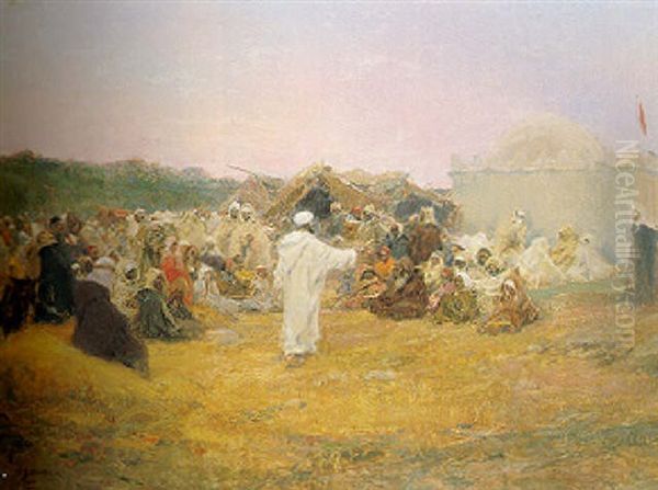 The Moroccan Story-teller Oil Painting by Jose Benlliure Y Gil