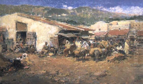 Mercadillo  Rabe Oil Painting by Jose Benlliure Y Gil