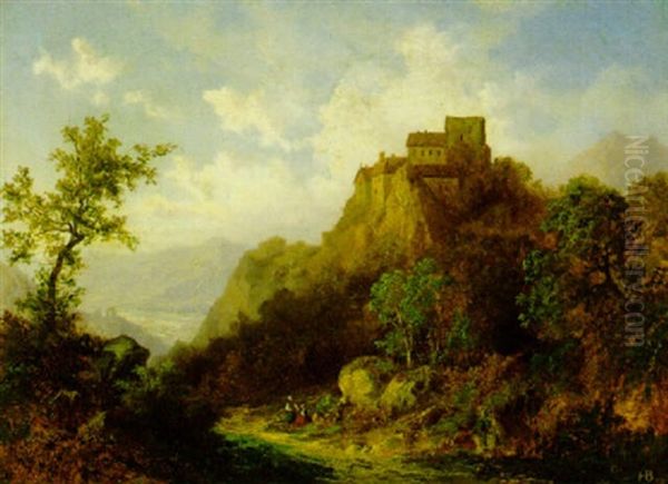 Blick Auf Schlos Tirol Oil Painting by Hermann Bennekenstein