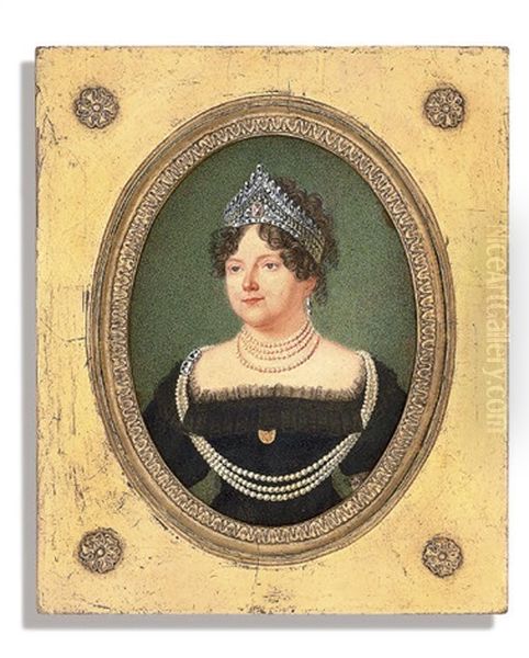 The Dowager Empress Maria Feodorovna Wearing A Diamond-encrusted Tiara Oil Painting by Henri Benner