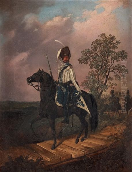 Gustaf Adolf Fredrik Wilhelm Von Essen (1803-74) On Horse Oil Painting by Carl Stefan Bennet