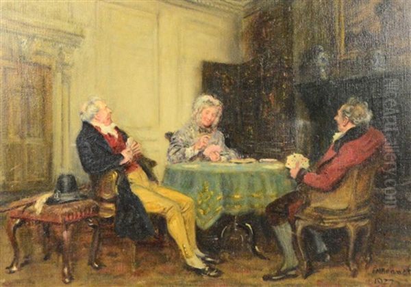 The Card Players Oil Painting by Frank Moss Bennett