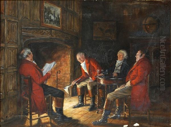 Discussing The Hunt Oil Painting by Frank Moss Bennett