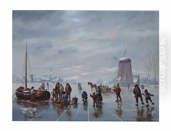 Untitled (when The Harbor Freezes Over) Oil Painting by Frank Moss Bennett