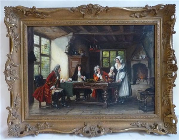 A Serving Maid Oil Painting by Frank Moss Bennett