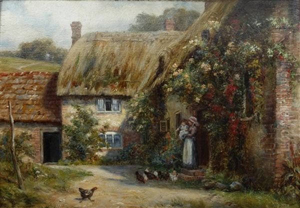 Winterbourne Stickland, Dorset Oil Painting by Frank Moss Bennett