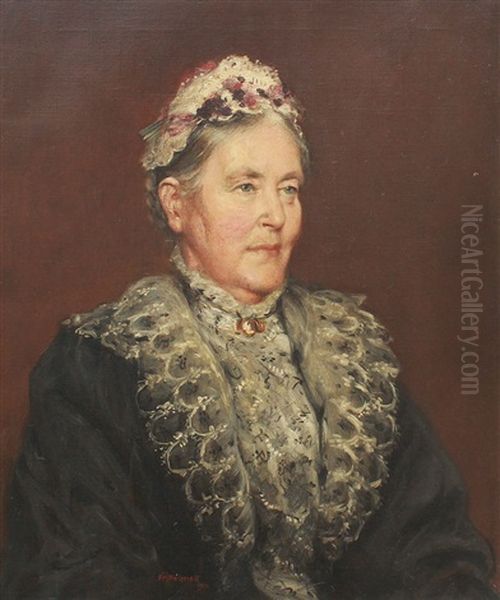 Portrait Of An Elderly Woman Oil Painting by Frank Moss Bennett