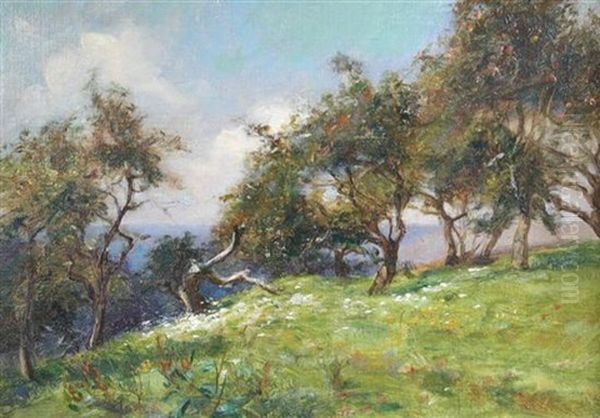 Mediterranean Landscape Oil Painting by Frank Moss Bennett