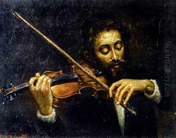 Violoniste Oil Painting by Frank Moss Bennett