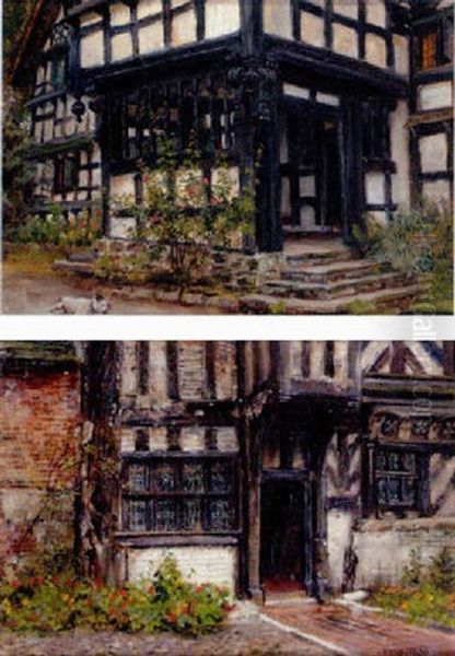 Moreton Old Hall Oil Painting by Frank Moss Bennett