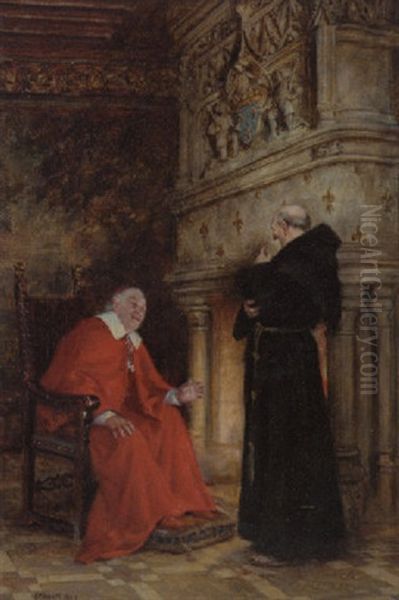 A Fireside Conversation Oil Painting by Frank Moss Bennett