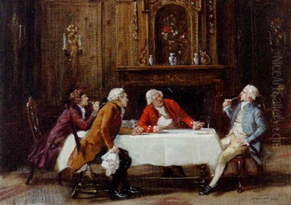 The Discussion Oil Painting by Frank Moss Bennett