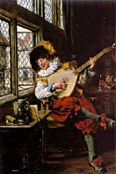 The Musician Oil Painting by Frank Moss Bennett