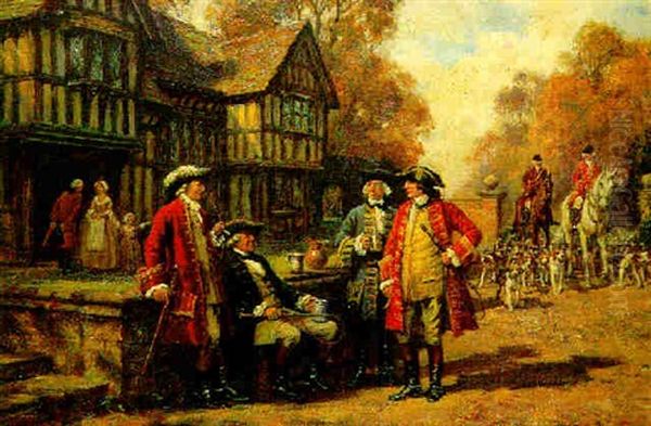 A Meet At The Manor Oil Painting by Frank Moss Bennett