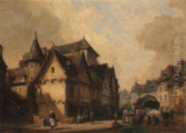 Hennebont Oil Painting by Frank Moss Bennett