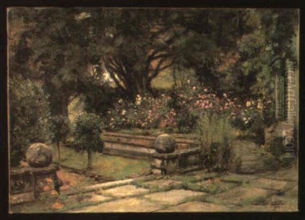 Sunken Garden, Southover Oil Painting by Frank Moss Bennett