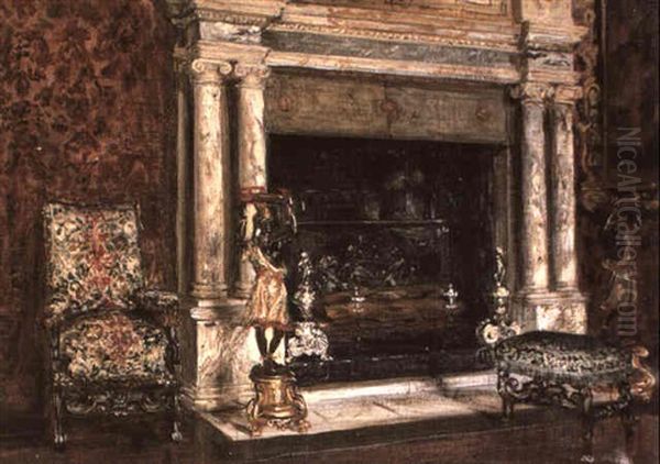 View Of A Chimney Piece At Knole, Kent Oil Painting by Frank Moss Bennett