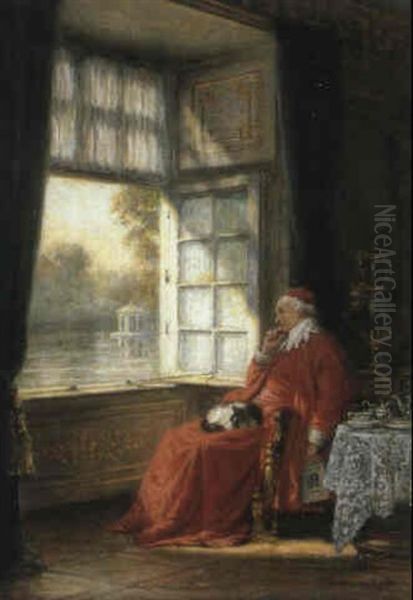 A Cardinal At Teatime Oil Painting by Frank Moss Bennett