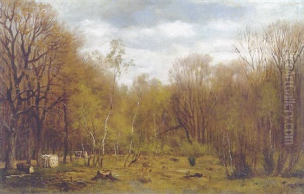 Waldlichtung Im Vorfruhling Oil Painting by Karl Bennewitz Von Loefen