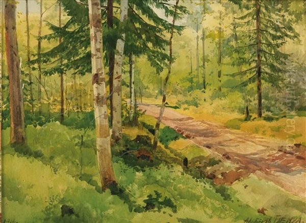 Summer Woodland Oil Painting by Albert Nikolaevich Benois