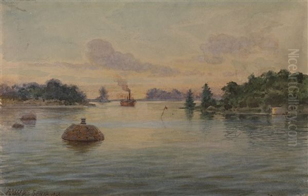 On The River Oil Painting by Albert Nikolaevich Benois