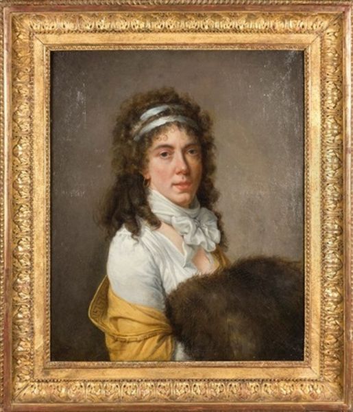 Portrait De Femme Au Manchon Oil Painting by Marie Guilhelmine Benoist