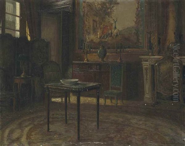 Vue D'un Interieur Oil Painting by Jules Benoit-Levy