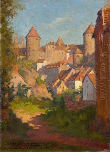 Semur, Cote D'or Oil Painting by Jules Benoit-Levy