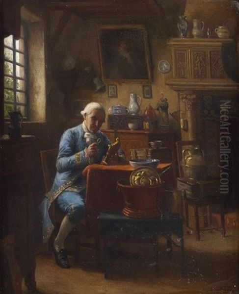 Gentilhomme Dans Un Interieur Oil Painting by Jules Benoit-Levy