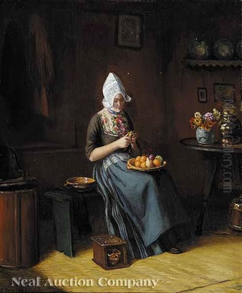 Preparation For An Evening Meal Oil Painting by Jules Benoit-Levy