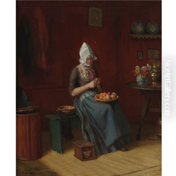 Preparation For The Evening Meal Oil Painting by Jules Benoit-Levy