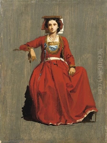 Portrait D'une Italienne Oil Painting by Jean Achille Benouville