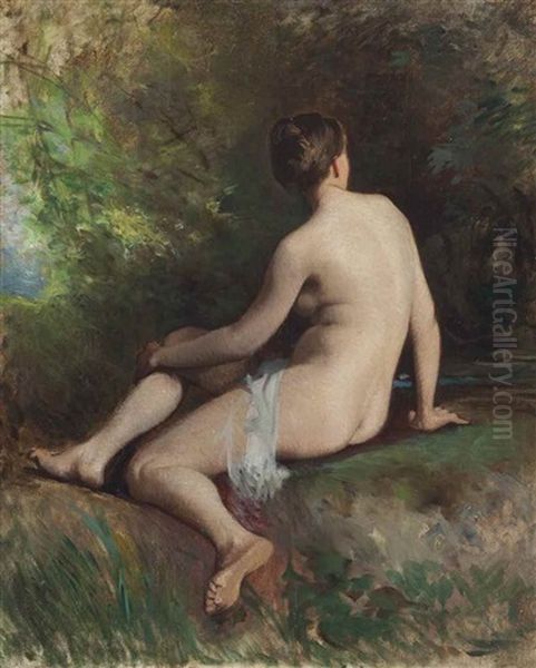 A Nude In The Forest Oil Painting by Jean Achille Benouville