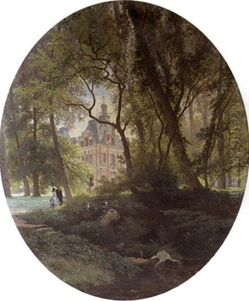 Parc Et Chateau De Lalenque, Pres De Toulouse Oil Painting by Jean Achille Benouville