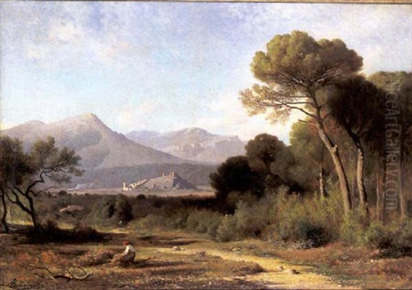 Paysage Montagneux Oil Painting by Jean Achille Benouville