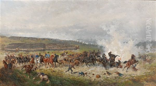 The Battle Of Konigsgratz Oil Painting by Alexander Franz Von Bensa