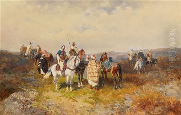 Araber Auf Recognoscirung (arabs On Reconnaissance) Oil Painting by Alexander Franz Von Bensa