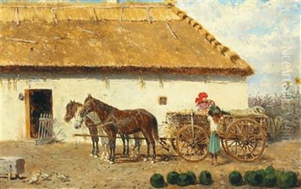 The Melon Harvest Oil Painting by Alexander Ritter Von Bensa