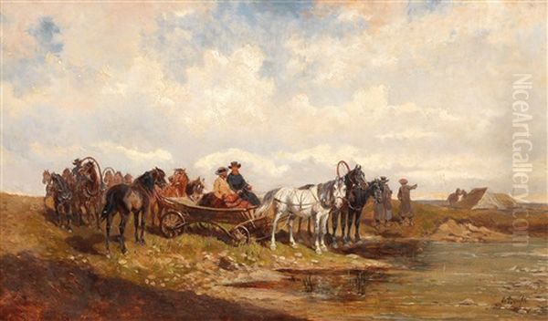 Excursion On The Puszta Oil Painting by Alexander Ritter Von Bensa