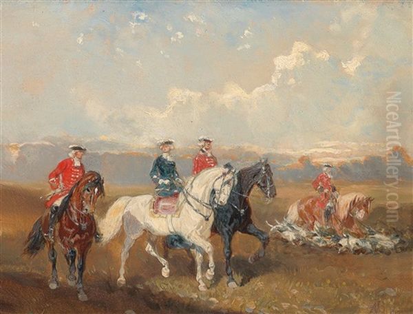 Ausritt Zur Jagd Oil Painting by Alexander Ritter Von Bensa