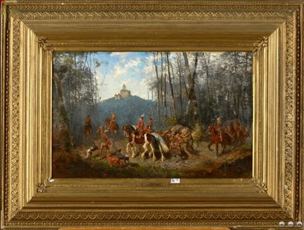 Le Retour De La Chasse A Courre Oil Painting by Alexander Ritter Von Bensa