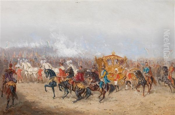 Kaiserin Elisabeth Im Prunkwagen Oil Painting by Alexander Ritter Von Bensa