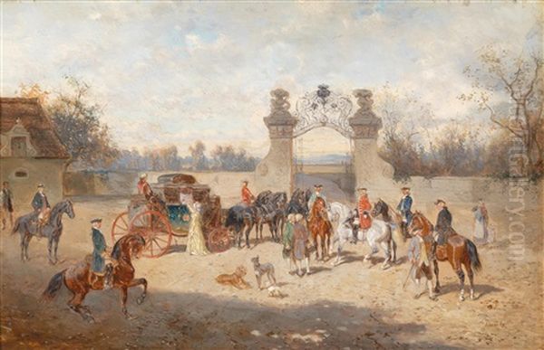 Abreise Vor Dem Schloss Oil Painting by Alexander Ritter Von Bensa